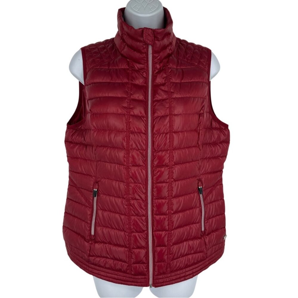 Tommy Hilfiger Sport Red Full Zip Down Filled Puffer Vest Womens M